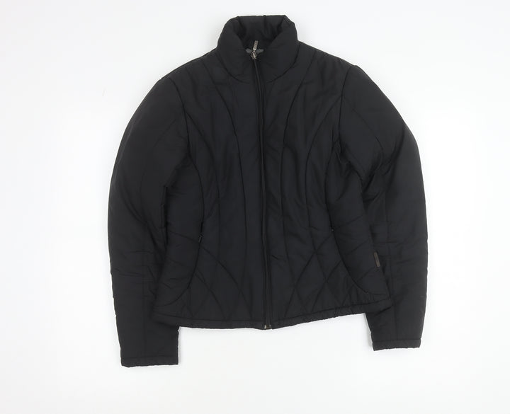 Marks and Spencer Women Black Puffer Jacket S Polyester Quilted Zip