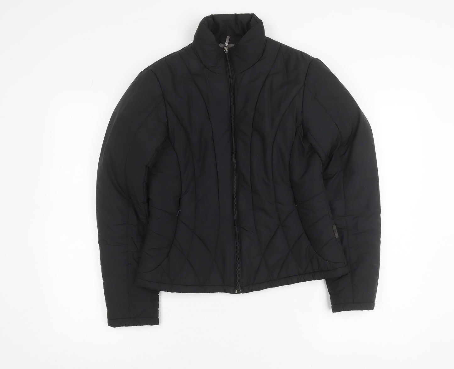 Marks and Spencer Women Black Puffer Jacket S Polyester Quilted Zip