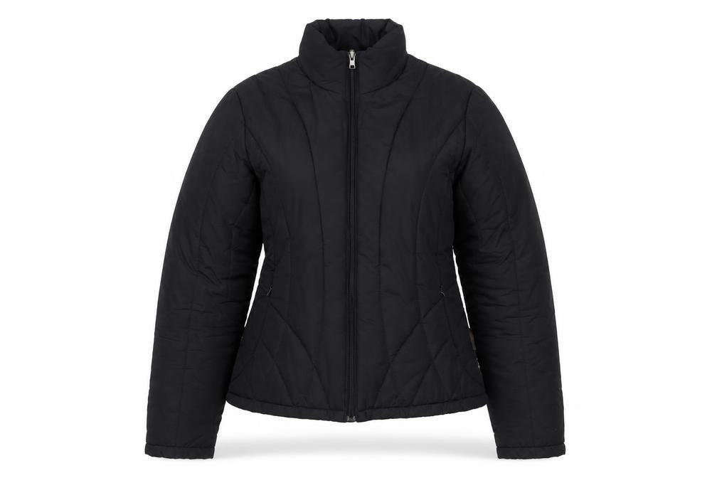 Front view of Marks & Spencer Women Black Puffer Jacket S Polyester Quilted Zip