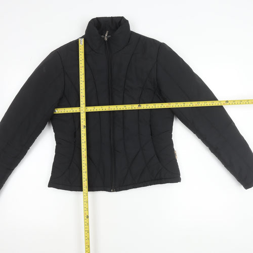 Marks and Spencer Women Black Puffer Jacket S Polyester Quilted Zip