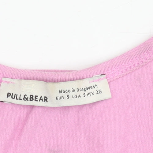 Pull&Bear Women’s Pink Cropped Racerback Tank Top Size 8 Slim Fit