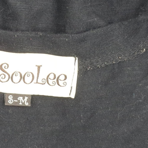SooLee Women Black Sequin Tunic Blouse S Short Sleeve Party Top