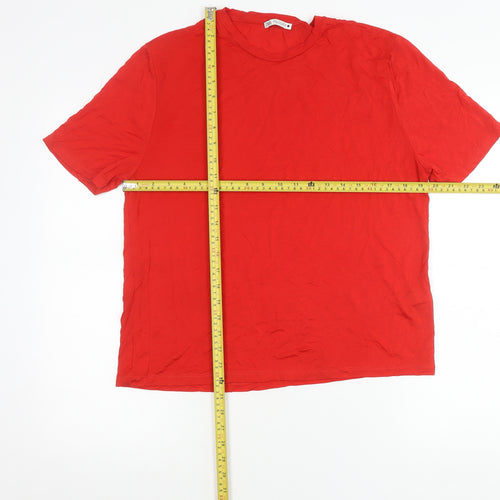 Zara Womens Red Viscose Basic T-Shirt Size M Short Sleeve