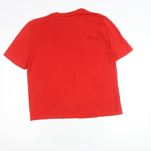 Zara Womens Red Viscose Basic T-Shirt Size M Short Sleeve