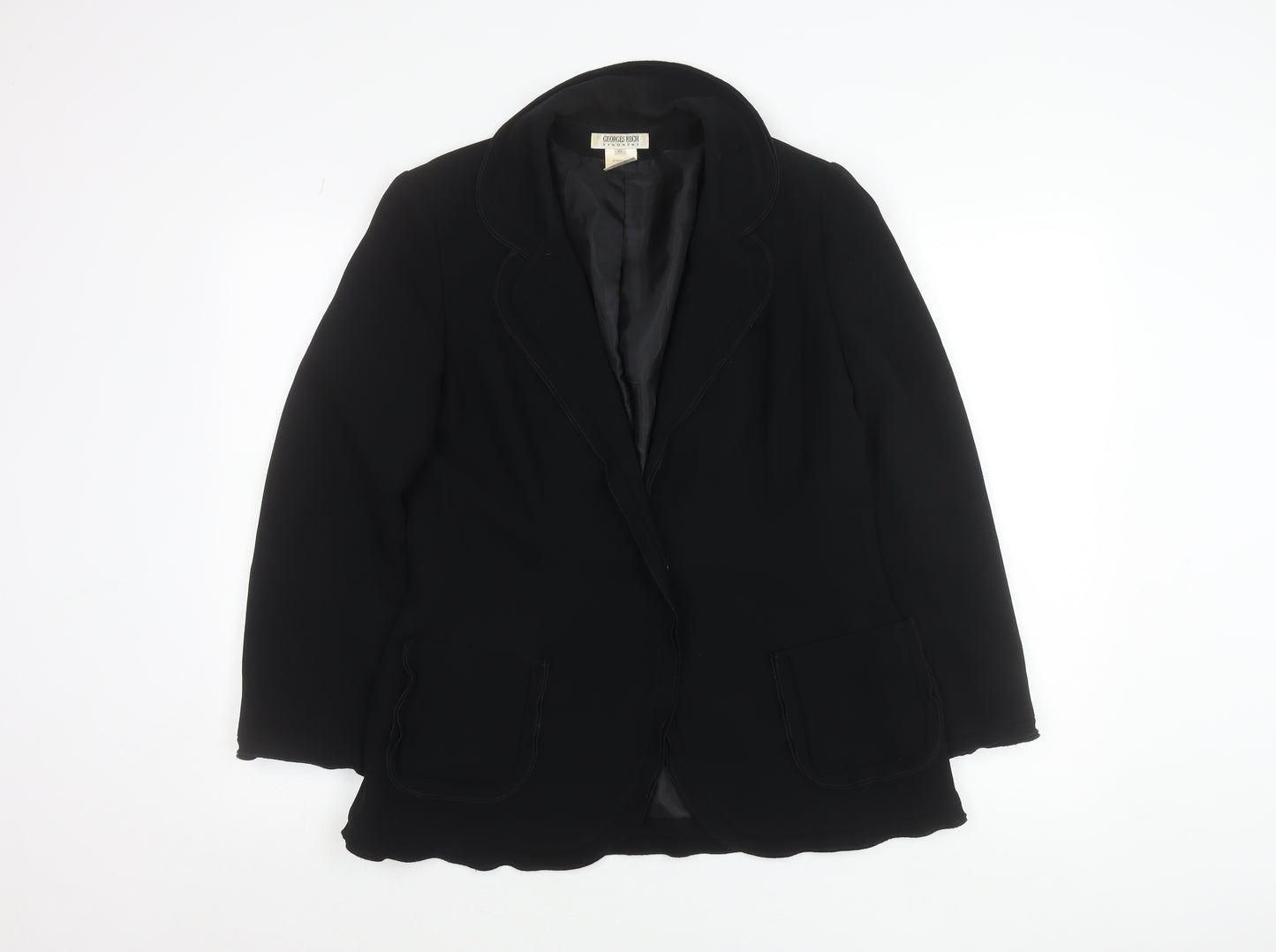 Georges Rech Womens Black Size 12 Single Breasted Blazer Jacket