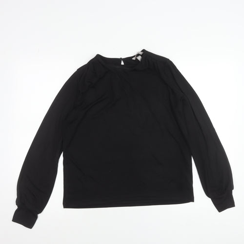 H&M Women’s Black Long Sleeve Blouse Size S Regular Fit Round Neck
