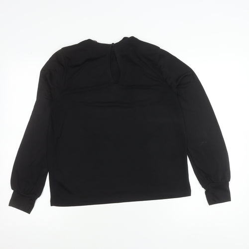 H&M Women’s Black Long Sleeve Blouse Size S Regular Fit Round Neck
