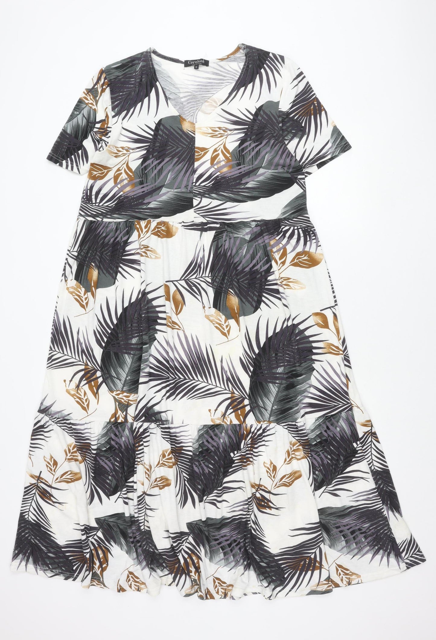 Cerulean Collection Women’s Multicoloured Tropical Midi A-Line Dress M