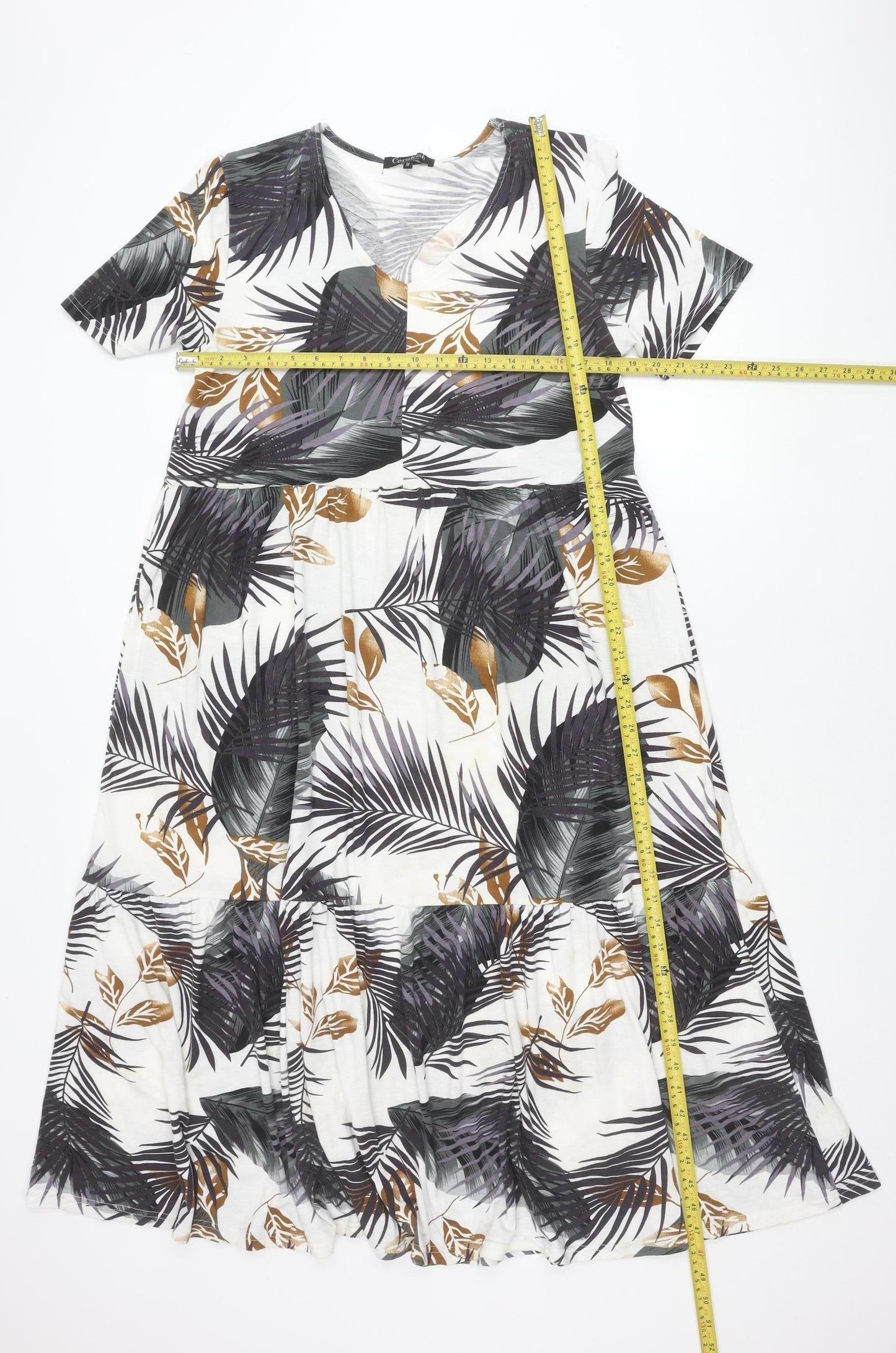 Cerulean Collection Women’s Multicoloured Tropical Midi A-Line Dress M