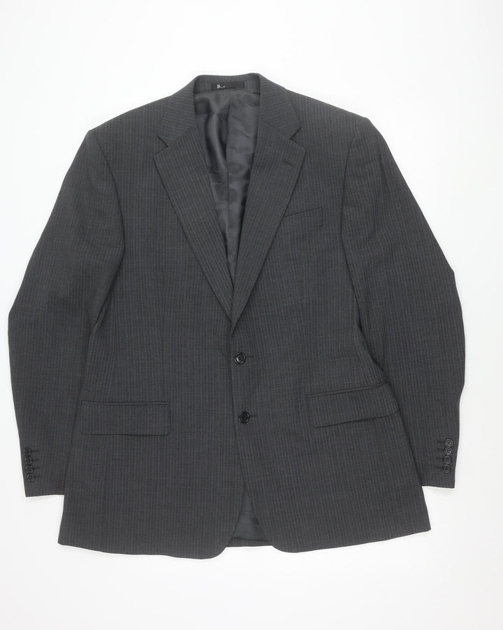 BHS Tailoring Men's Grey 42L Long Fit Suit Jacket Wool Blend