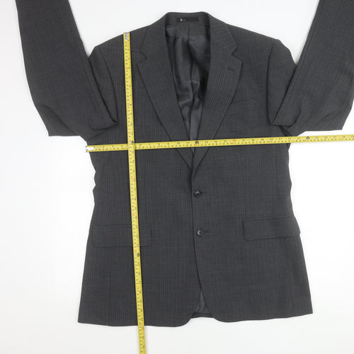 BHS Tailoring Men's Grey 42L Long Fit Suit Jacket Wool Blend