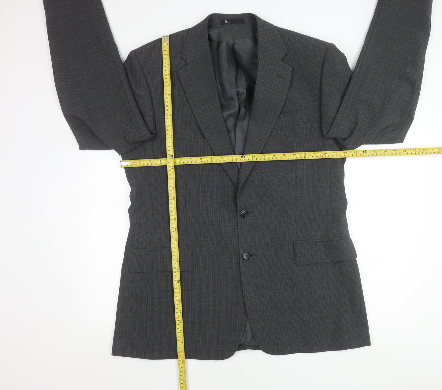 BHS Tailoring Men's Grey 42L Long Fit Suit Jacket Wool Blend