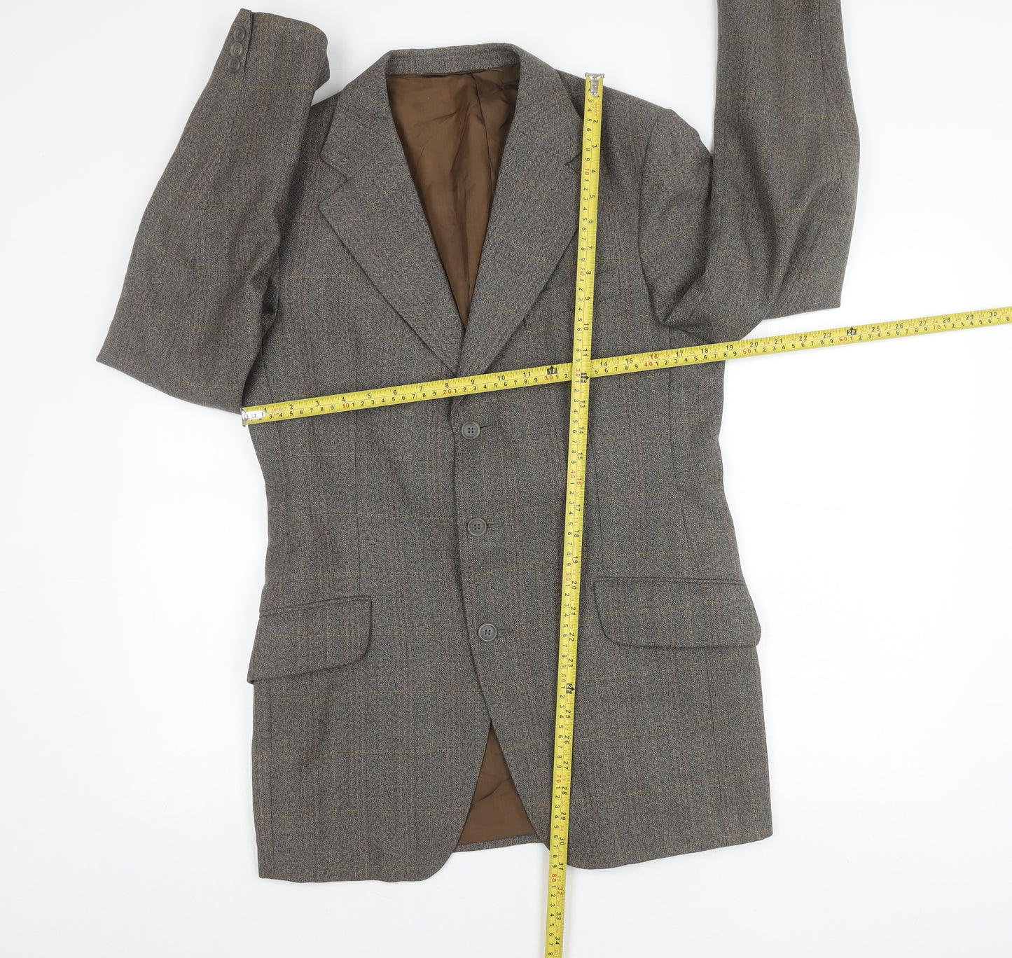 Johnsons of Cambridge Men’s Grey Wool Tweed Blazer 38 Long Vintage Jacket