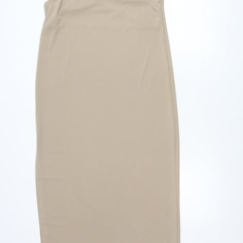 H&M Women’s Beige Size 12 Polyester Midi Slip Dress