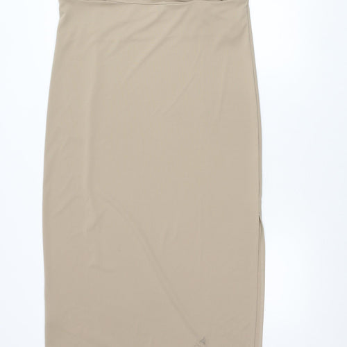 H&M Women’s Beige Size 12 Polyester Midi Slip Dress
