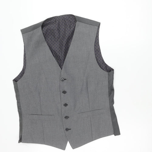 Limehaus Men's Grey Waistcoat Size 40 Regular Fit 5 Button Formal