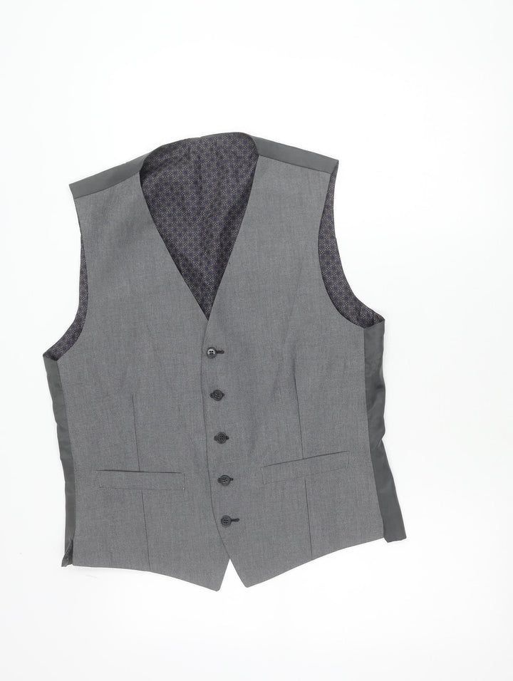 Limehaus Men's Grey Waistcoat Size 40 Regular Fit 5 Button Formal