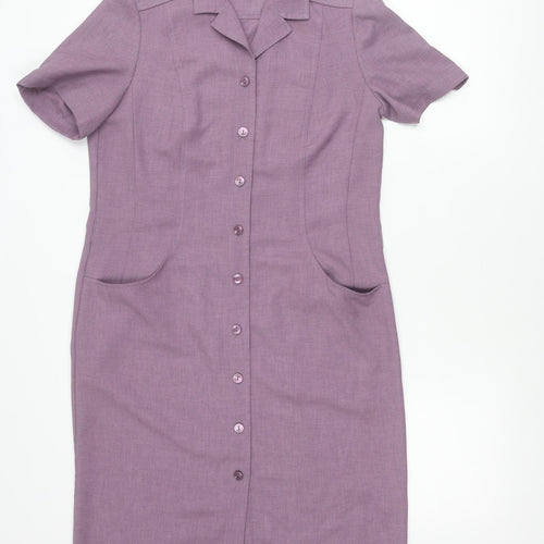 Eastex Women’s Purple Size 10 Shirt Dress Collared Short Sleeve