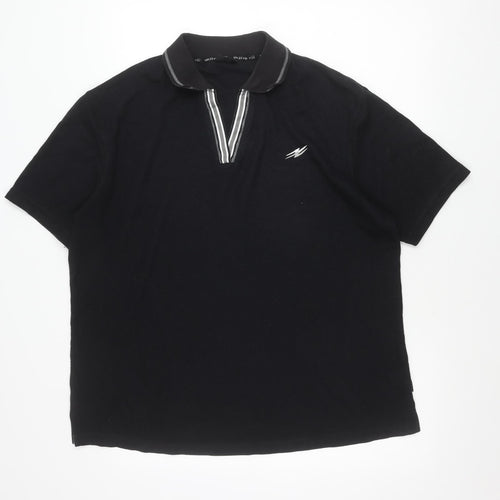 Active viii Men's Black Polo Shirt Size 18 Regular Fit Zip Collar