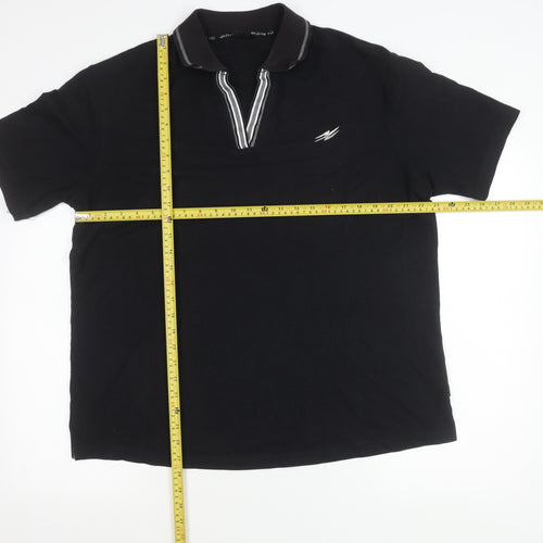 Active viii Men's Black Polo Shirt Size 18 Regular Fit Zip Collar