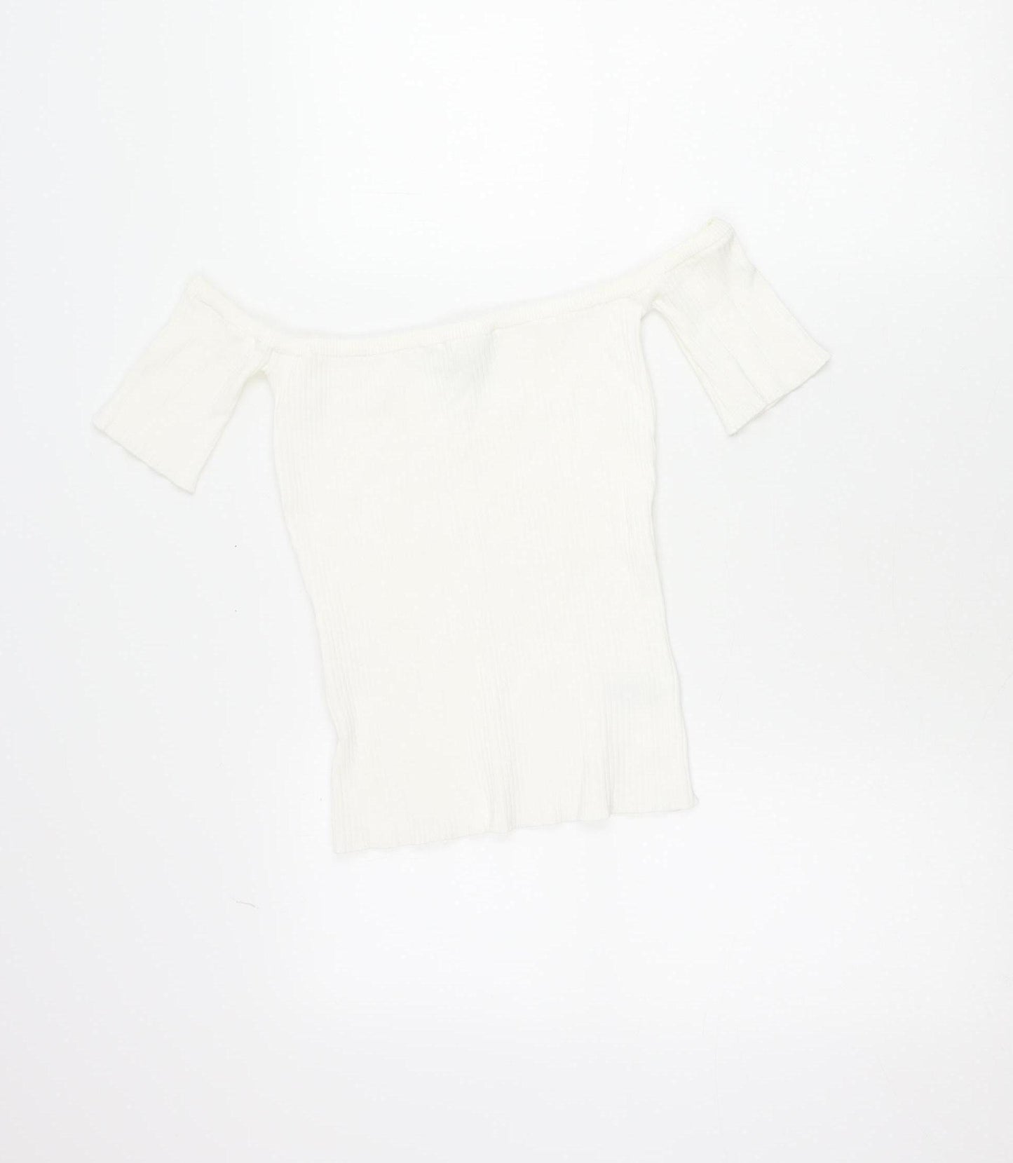 Next Women White Slim Fit Off Shoulder T-Shirt Size S