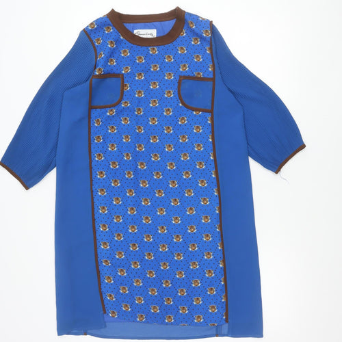 Jovonna London Women’s Blue Shift Dress Size 10 Floral Knee Length
