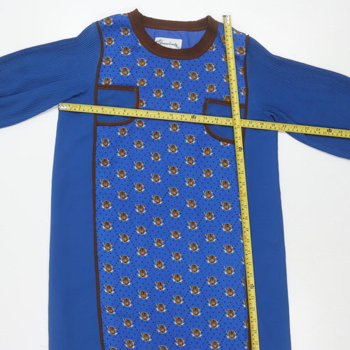 Jovonna London Women’s Blue Shift Dress Size 10 Floral Knee Length