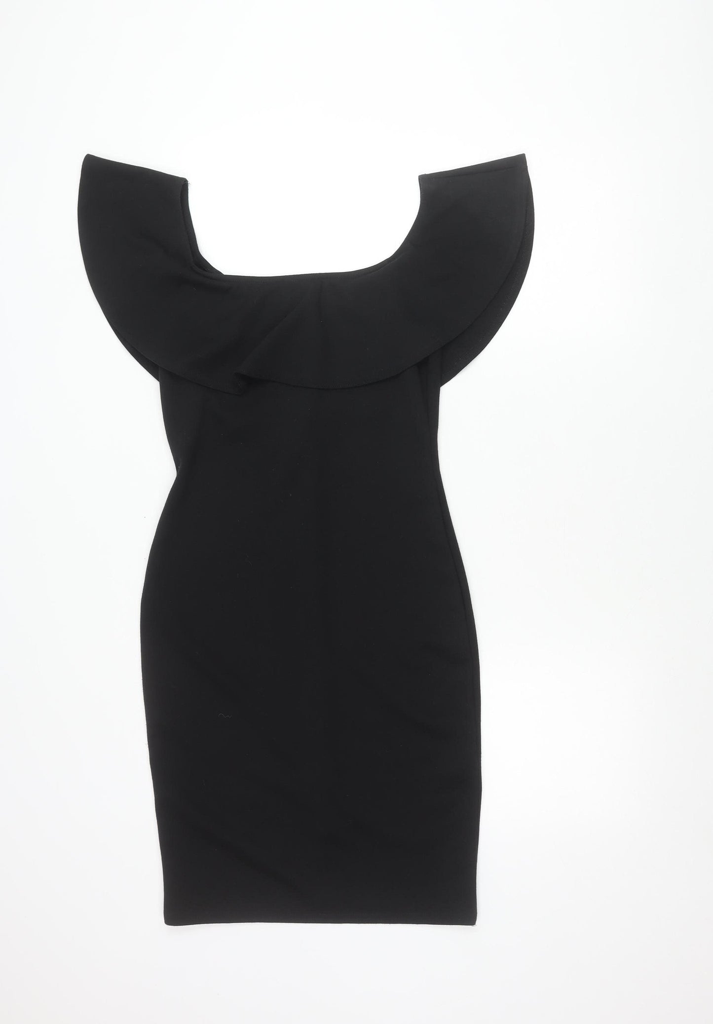 Lipsy Women Black Size 12 Off Shoulder Bodycon Ruffle Evening Dress