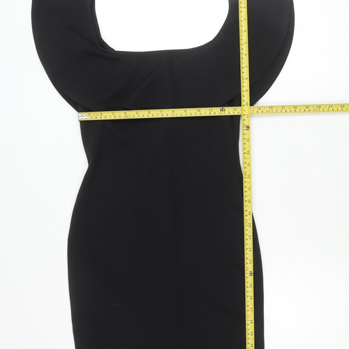 Lipsy Women Black Size 12 Off Shoulder Bodycon Ruffle Evening Dress