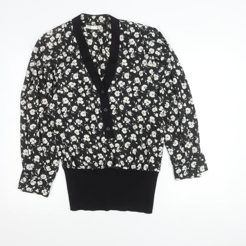 Tricoville Women’s Black Floral V-Neck Tunic Blouse UK 12