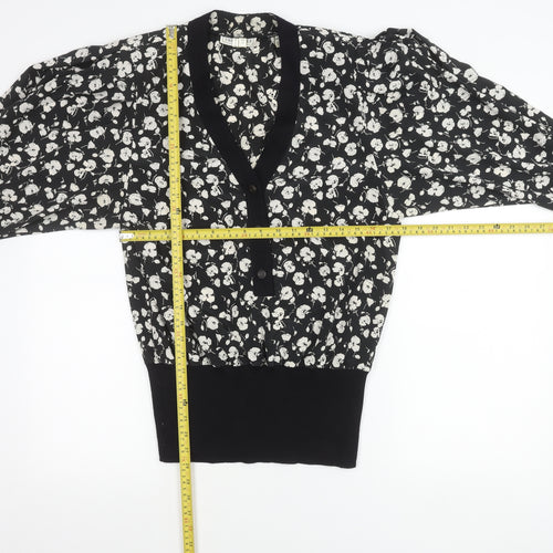 Tricoville Women’s Black Floral V-Neck Tunic Blouse UK 12