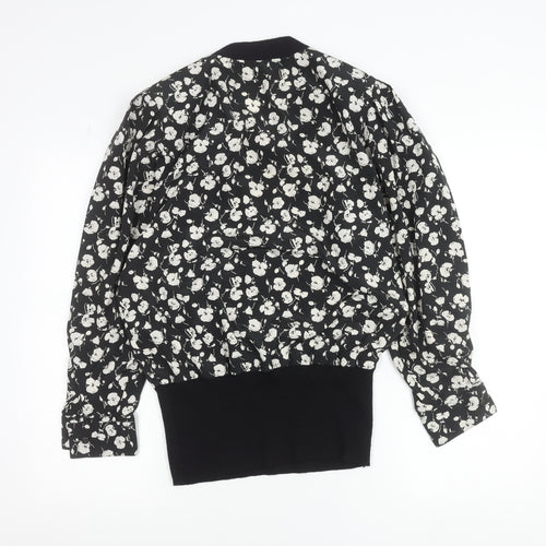 Tricoville Women’s Black Floral V-Neck Tunic Blouse UK 12