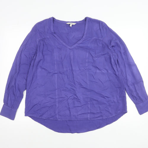 Next Women’s Purple Viscose Long Sleeve Blouse UK 12 V-Neck