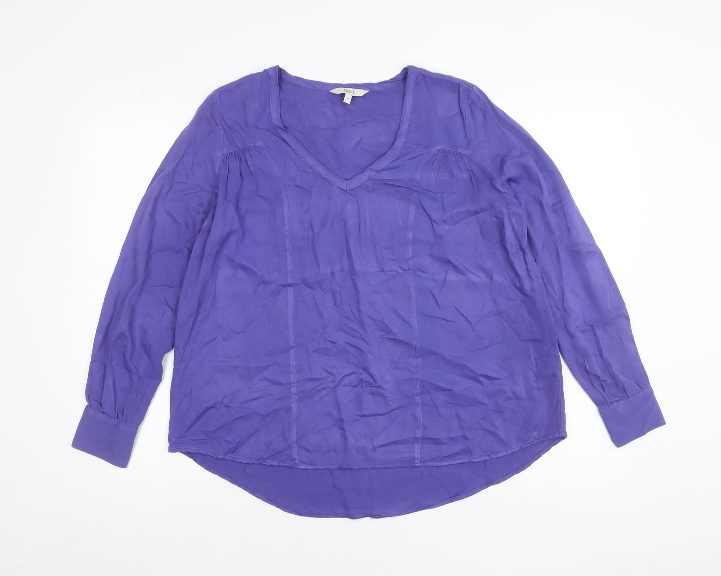 Next Women’s Purple Viscose Long Sleeve Blouse UK 12 V-Neck