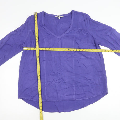 Next Women’s Purple Viscose Long Sleeve Blouse UK 12 V-Neck