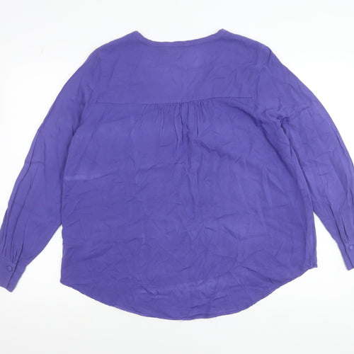 Next Women’s Purple Viscose Long Sleeve Blouse UK 12 V-Neck