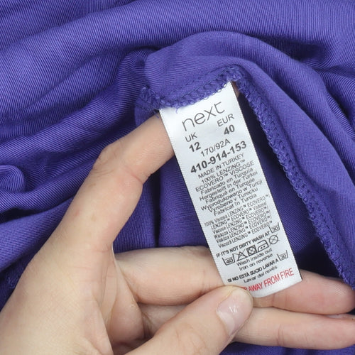 Next Women’s Purple Viscose Long Sleeve Blouse UK 12 V-Neck