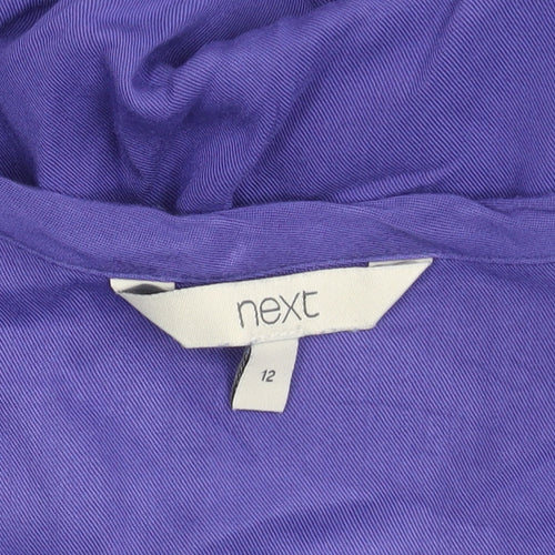 Next Women’s Purple Viscose Long Sleeve Blouse UK 12 V-Neck