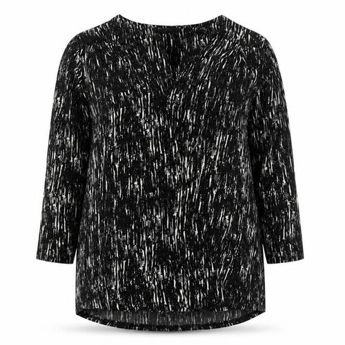Papaya Women’s Black Abstract V-Neck Tunic Blouse Size 10