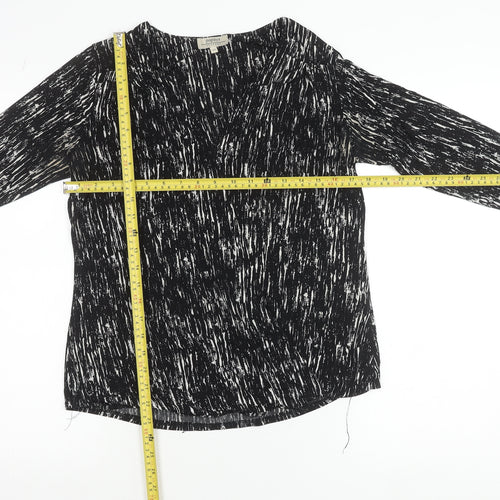 Papaya Women’s Black Abstract V-Neck Tunic Blouse Size 10