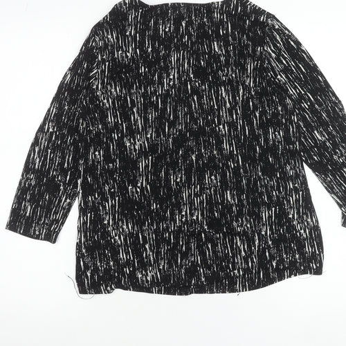 Papaya Women’s Black Abstract V-Neck Tunic Blouse Size 10