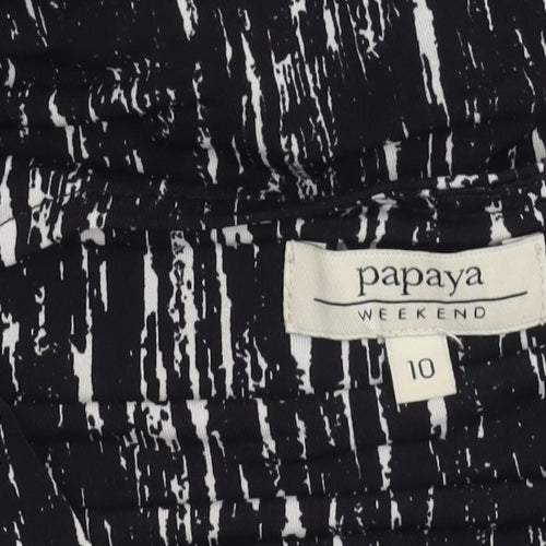 Papaya Women’s Black Abstract V-Neck Tunic Blouse Size 10