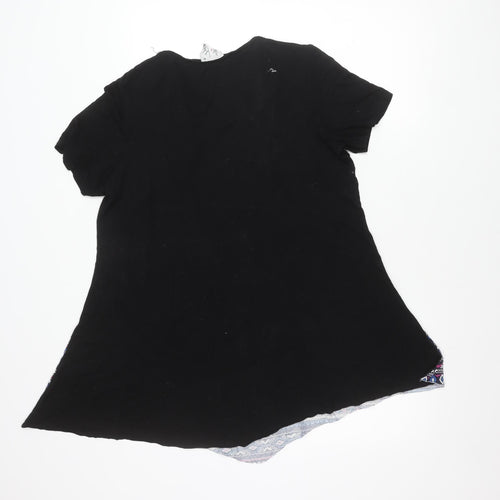 K&K Womens Black Multi Geometric Asymmetric Trapeze Dress M