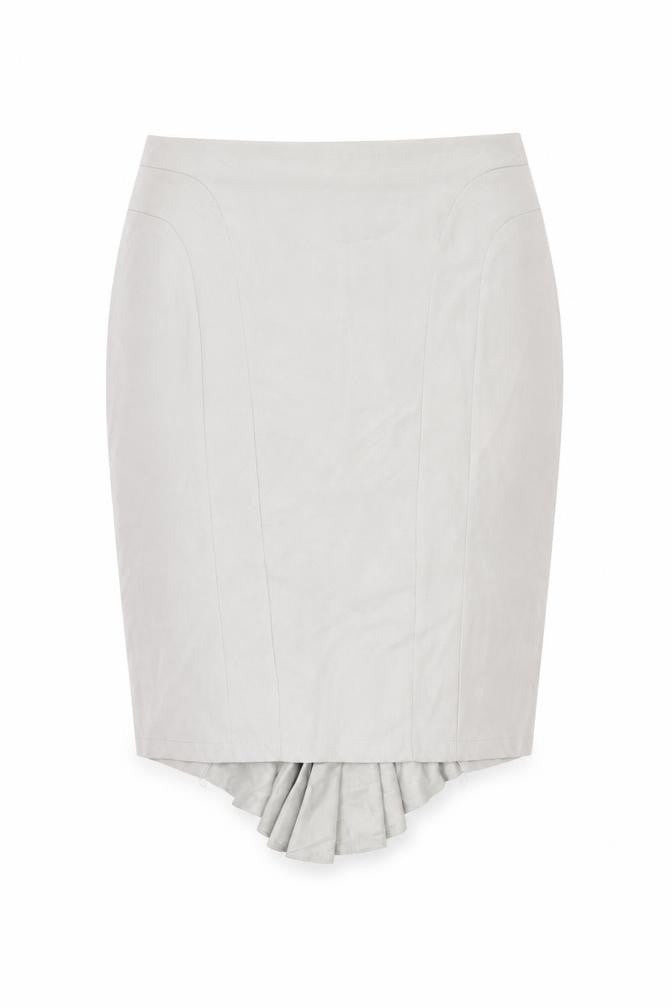 Miss Glamour Women’s Grey Size 6 Pencil Skirt Pleated Workwear