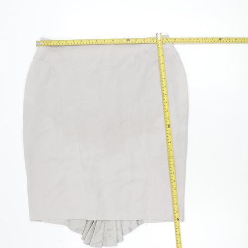 Miss Glamour Women’s Grey Size 6 Pencil Skirt Pleated Workwear