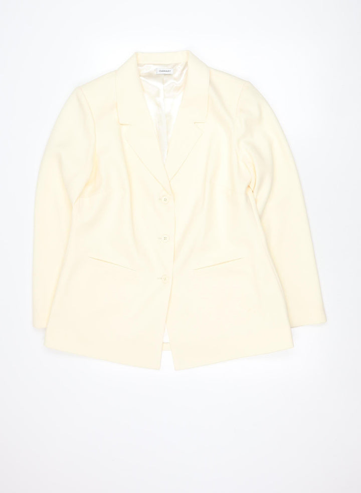 Damart Women’s Ivory Blazer Jacket Size 16 Single Breasted Notch Lapel