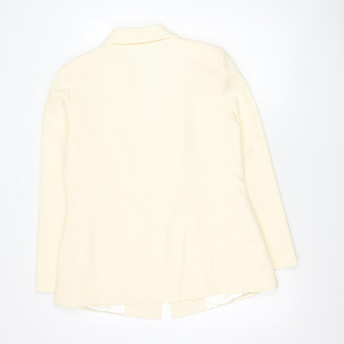 Damart Women’s Ivory Blazer Jacket Size 16 Single Breasted Notch Lapel