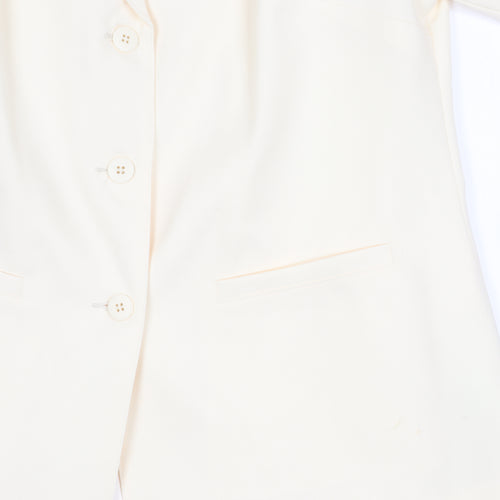 Damart Women’s Ivory Blazer Jacket Size 16 Single Breasted Notch Lapel