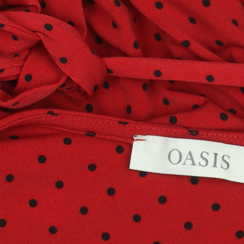 Oasis Women’s Red Polka Dot Wrap Dress XS Long Sleeve