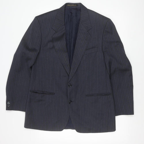 Marks and Spencer Men’s Blue Pinstripe Suit Jacket 40 Chest